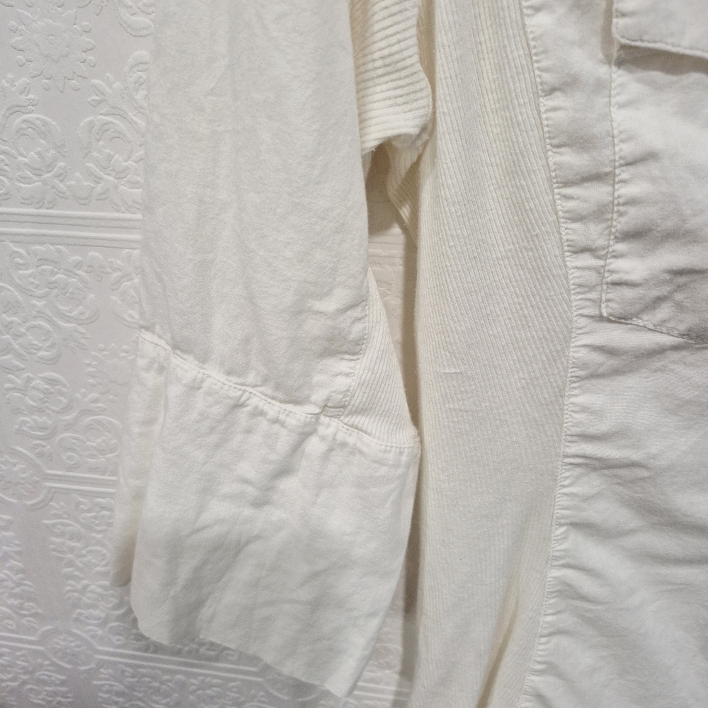 James Perse Contrast Panel Rib Surplus White Button-Up Shirt - Picture 3 of 10